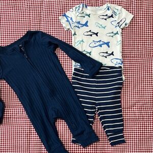 Carter's Navy and White Shark Print Bodysuit Set